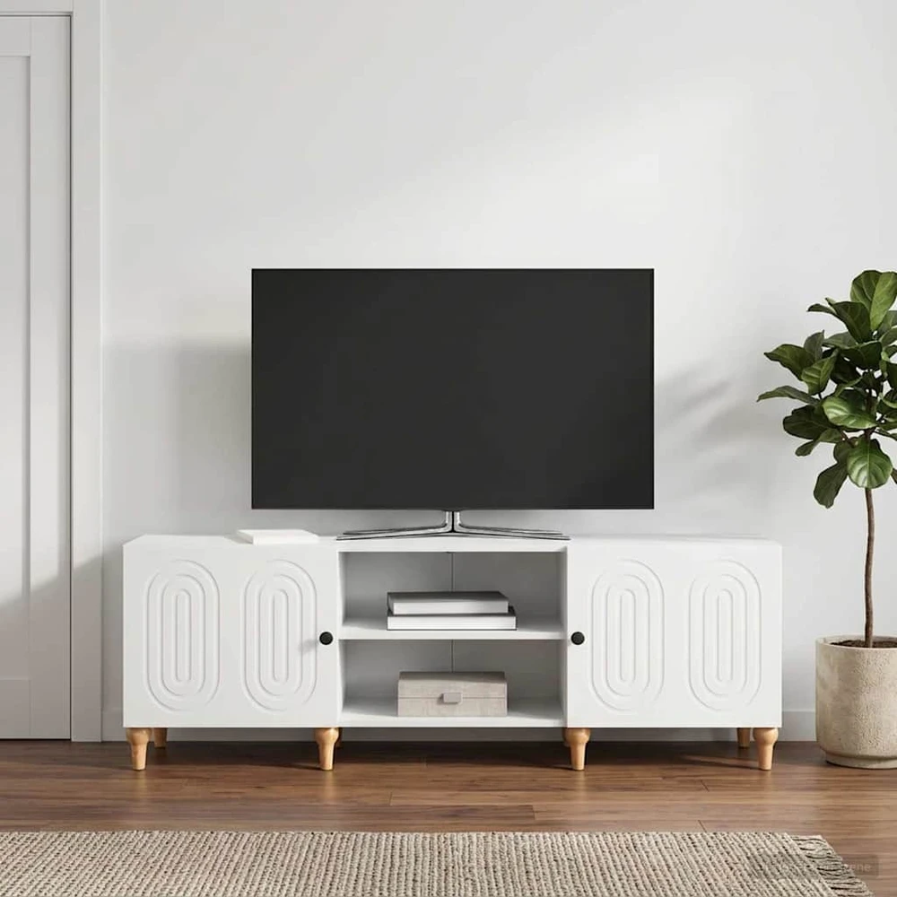 TV staliukas Televizoriaus spintelė Balta 150 x 31 x 50 cm Apdirbta mediena