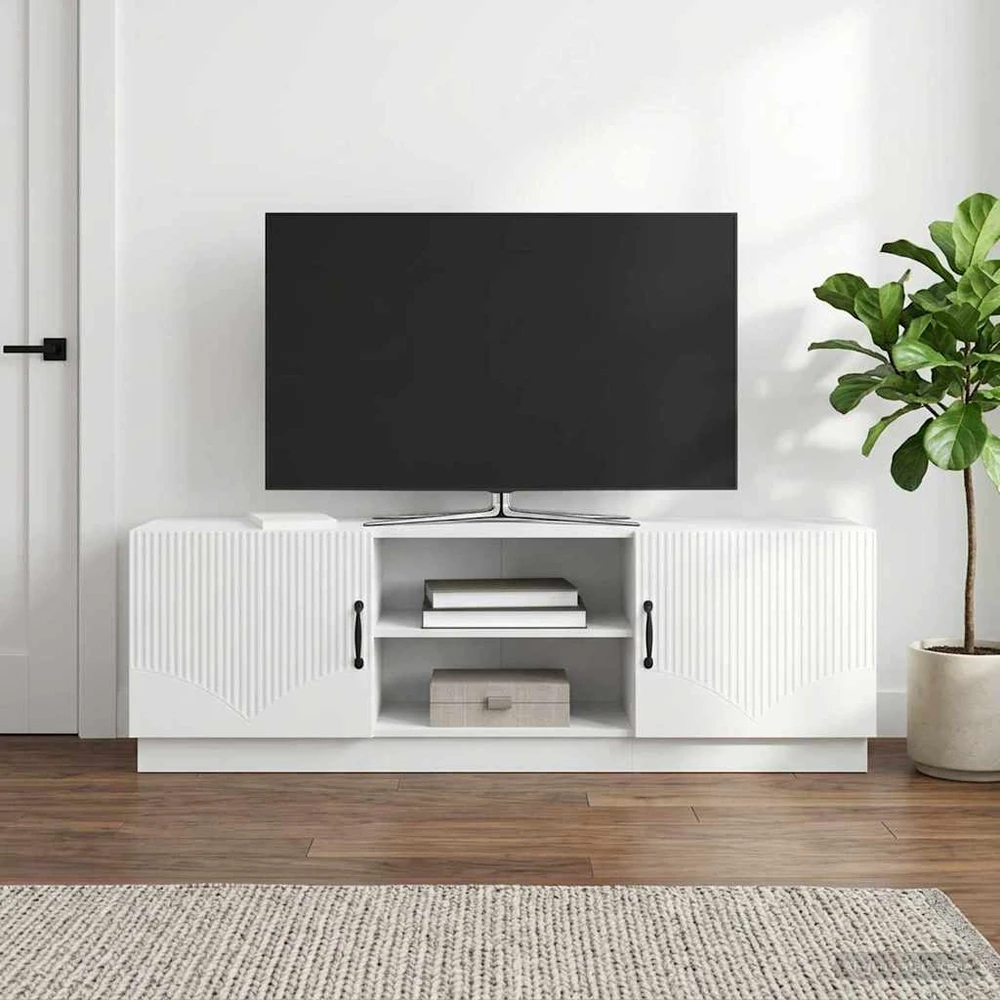 TV staliukas Televizoriaus spintelė Balta 150 x 31 x 47 cm Apdirbta mediena