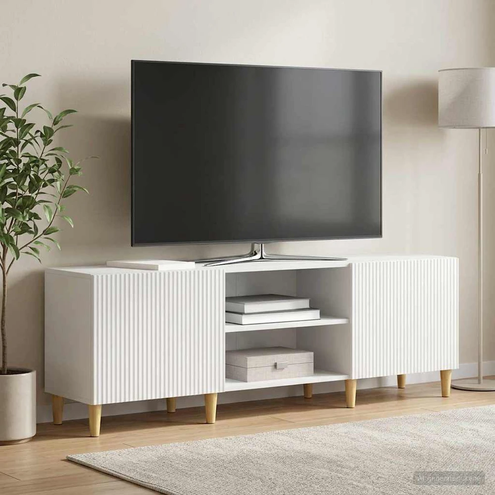 TV staliukas Televizoriaus spintelė Balta 150 x 31 x 50 cm Apdirbta mediena