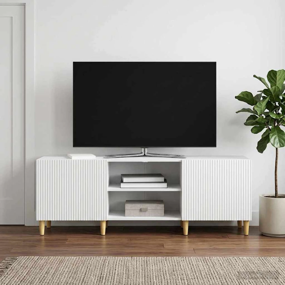 TV staliukas Televizoriaus spintelė Balta 150 x 31 x 50 cm Apdirbta mediena