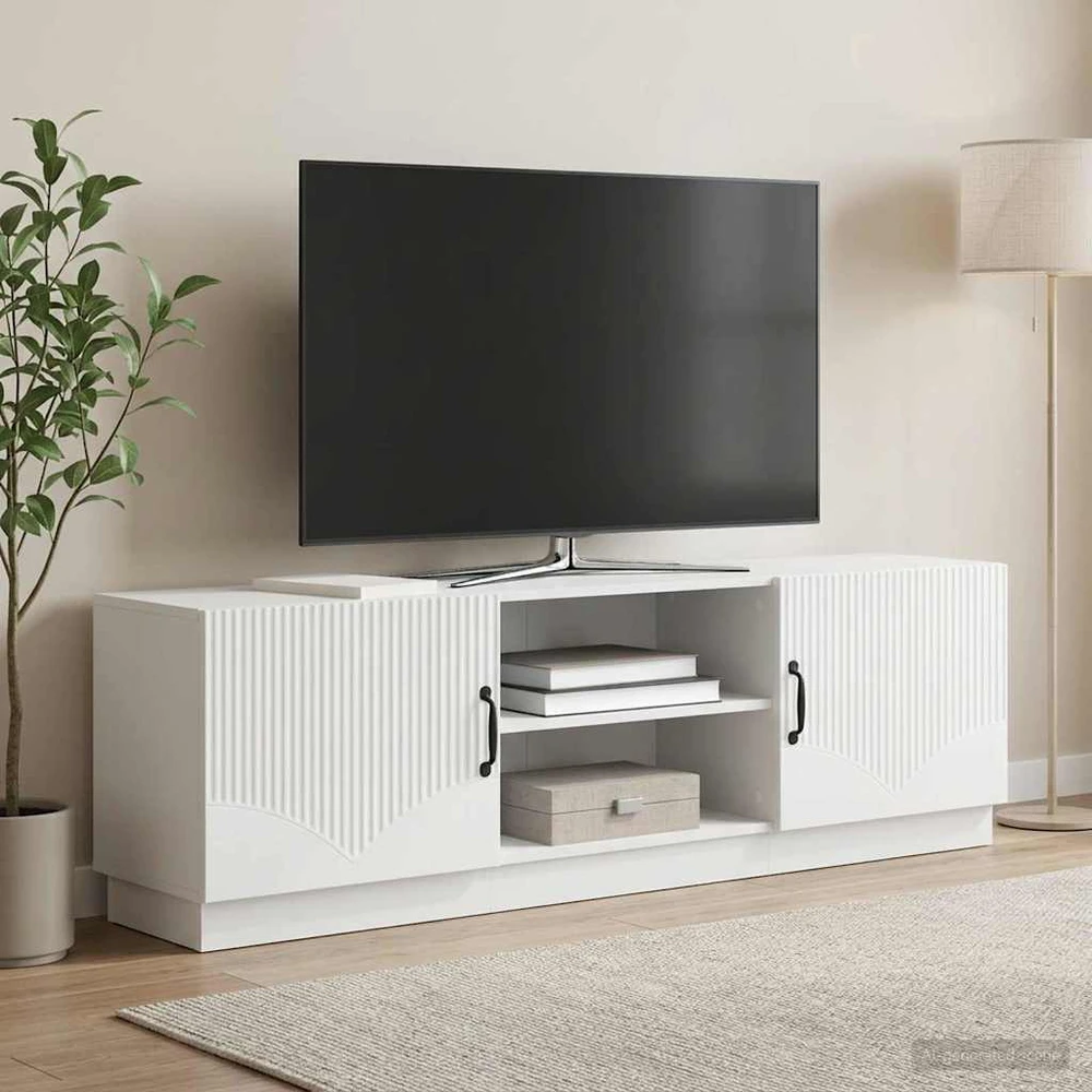 TV staliukas Televizoriaus spintelė Balta 150 x 31 x 47 cm Apdirbta mediena