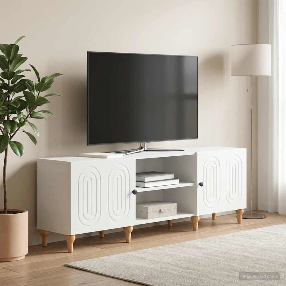 TV staliukas Televizoriaus spintelė Balta 150 x 31 x 50 cm Apdirbta mediena