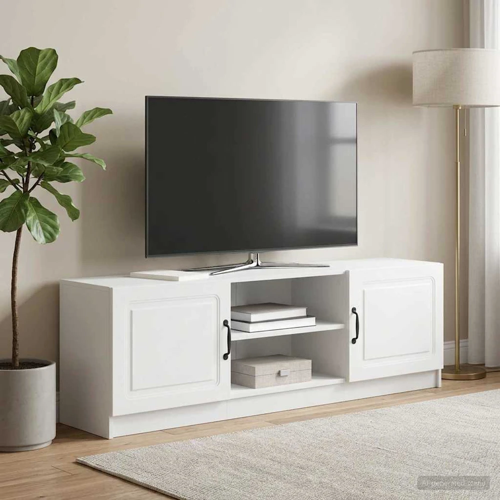 TV staliukas Televizoriaus spintelė Balta 150 x 31 x 47 cm Apdirbta mediena