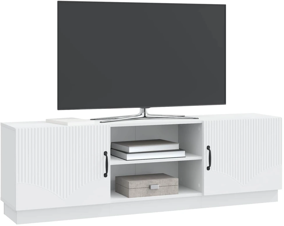 TV staliukas Televizoriaus spintelė Balta 150 x 31 x 47 cm Apdirbta mediena