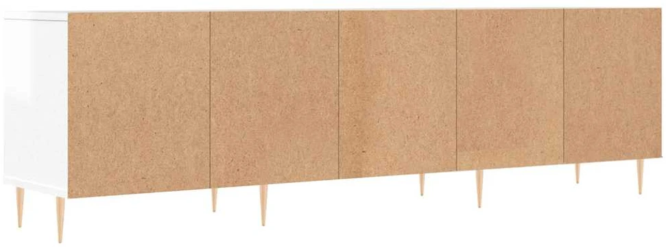 TV staliukas Televizoriaus spintelė, balta, 150x30x44,5cm, mediena, blizgi