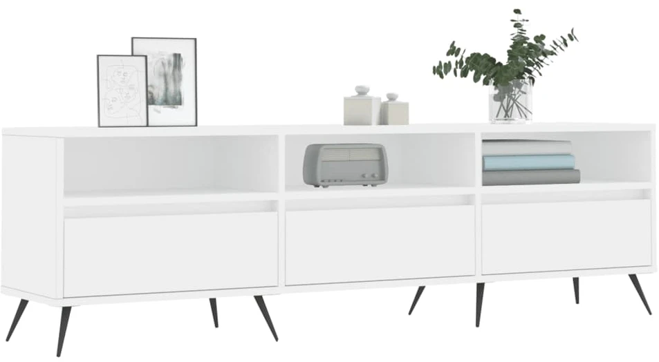 TV staliukas Televizoriaus spintelė, balta, 150x30x44,5cm, apdirbta mediena