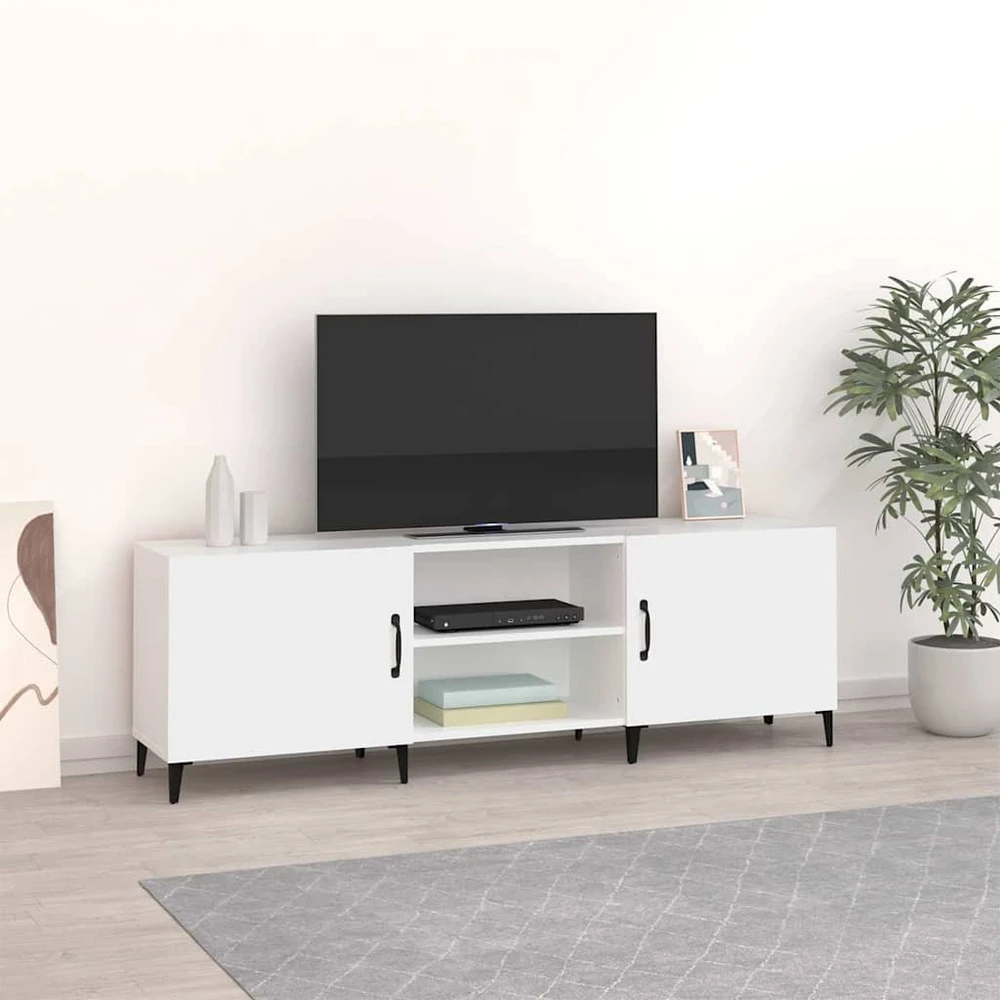 TV staliukas Televizoriaus spintelė, balta, 150x30x50cm, apdirbta mediena
