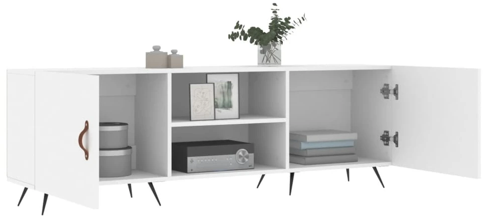 TV staliukas Televizoriaus spintelė, balta, 150x30x50cm, apdirbta mediena