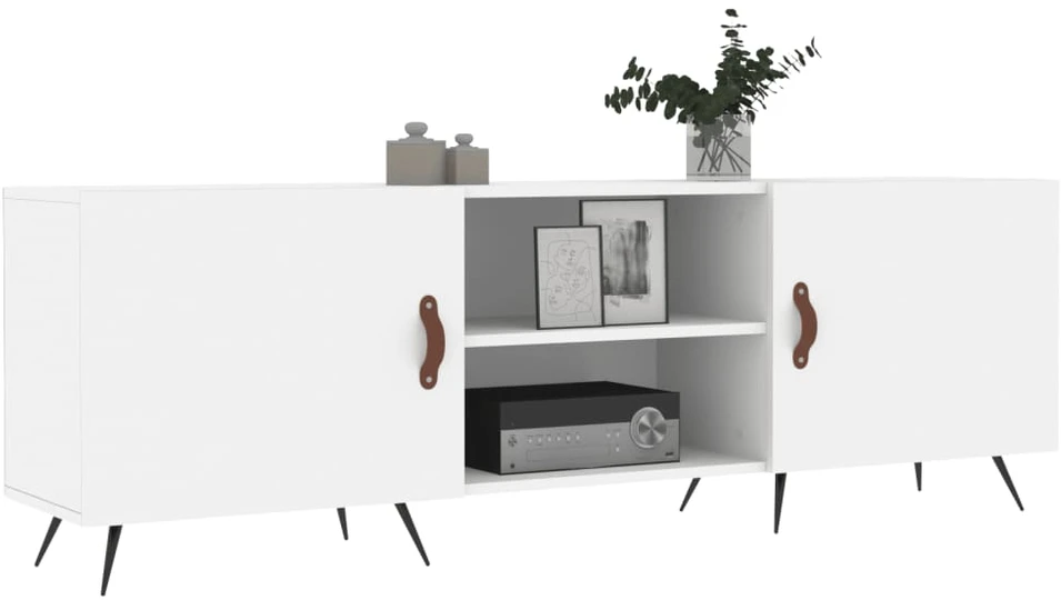 TV staliukas Televizoriaus spintelė, balta, 150x30x50cm, apdirbta mediena