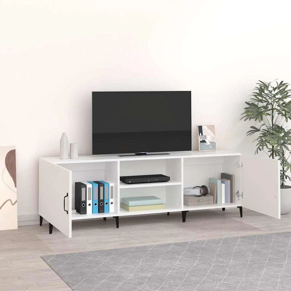 TV staliukas Televizoriaus spintelė, balta, 150x30x50cm, apdirbta mediena