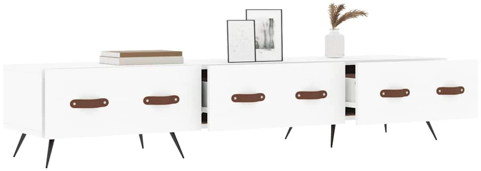 TV staliukas Televizoriaus spintelė, balta, 150x36x30cm, apdirbta mediena