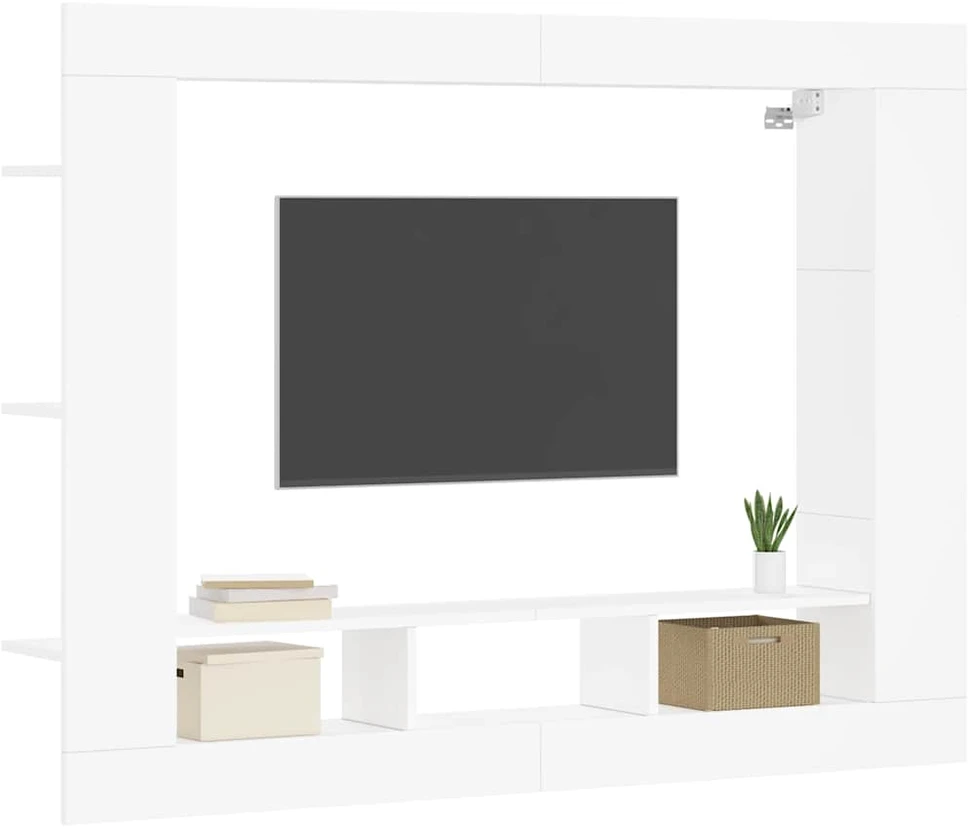 TV staliukas Televizoriaus spintelė, balta, 152x22x113cm, apdirbta mediena