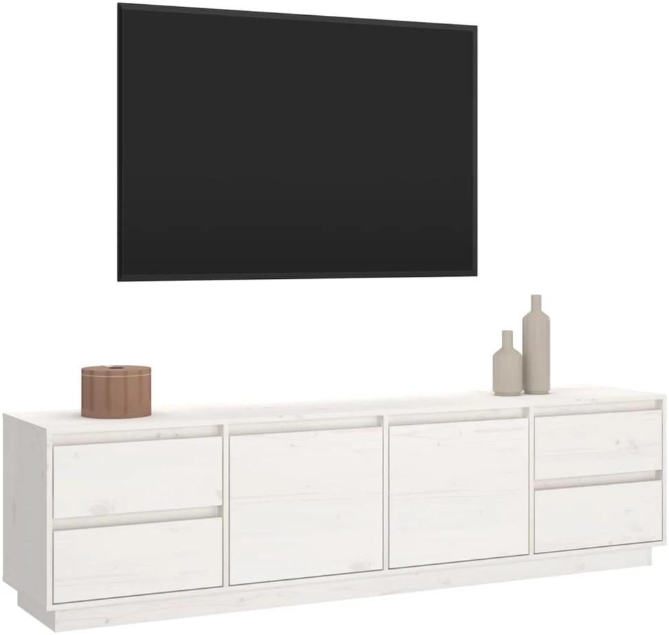TV staliukas Televizoriaus spintelė, balta, 176x37x47,5cm, pušies masyvas