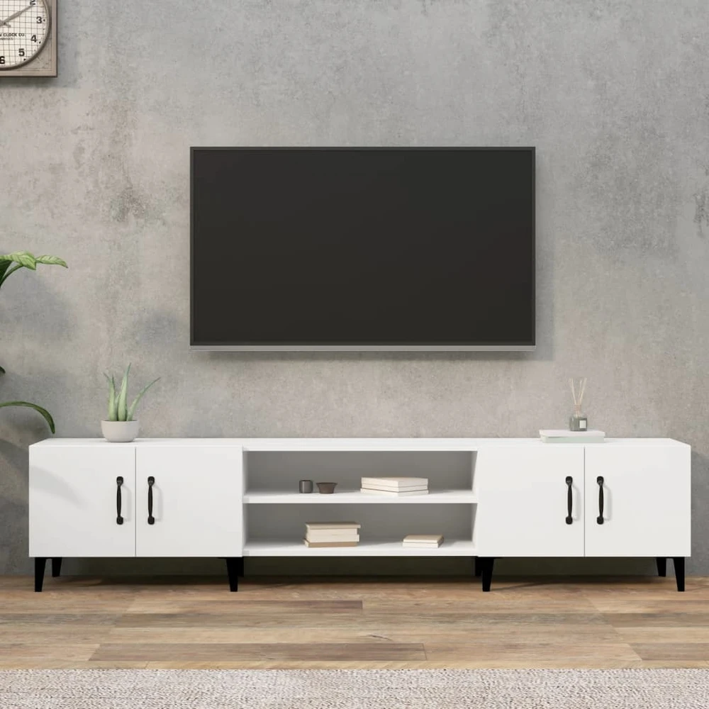 TV staliukas Televizoriaus spintelė, balta, 180x31,5x40cm, apdirbta mediena