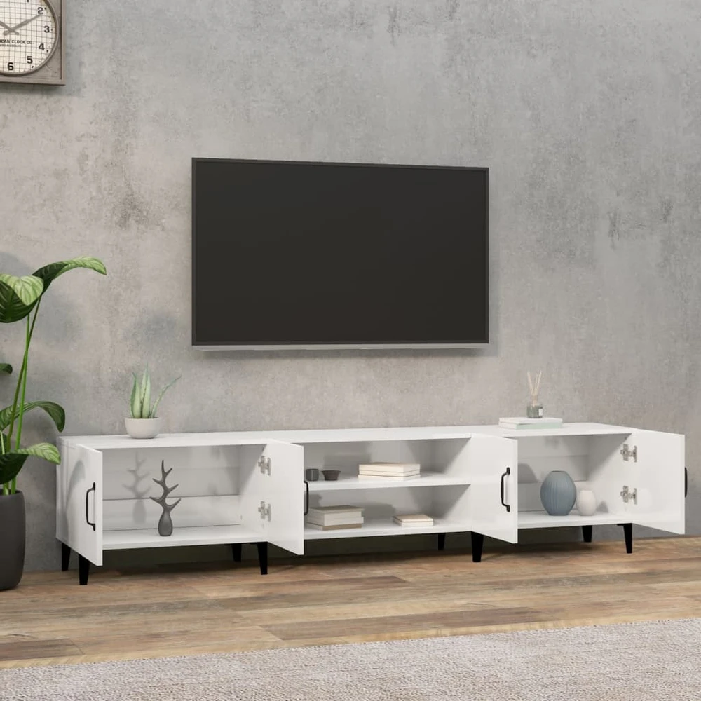 TV staliukas Televizoriaus spintelė, balta, 180x31,5x40cm, mediena, blizgi