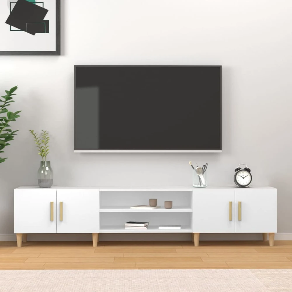 TV staliukas Televizoriaus spintelė, balta, 180x31,5x40cm, apdirbta mediena