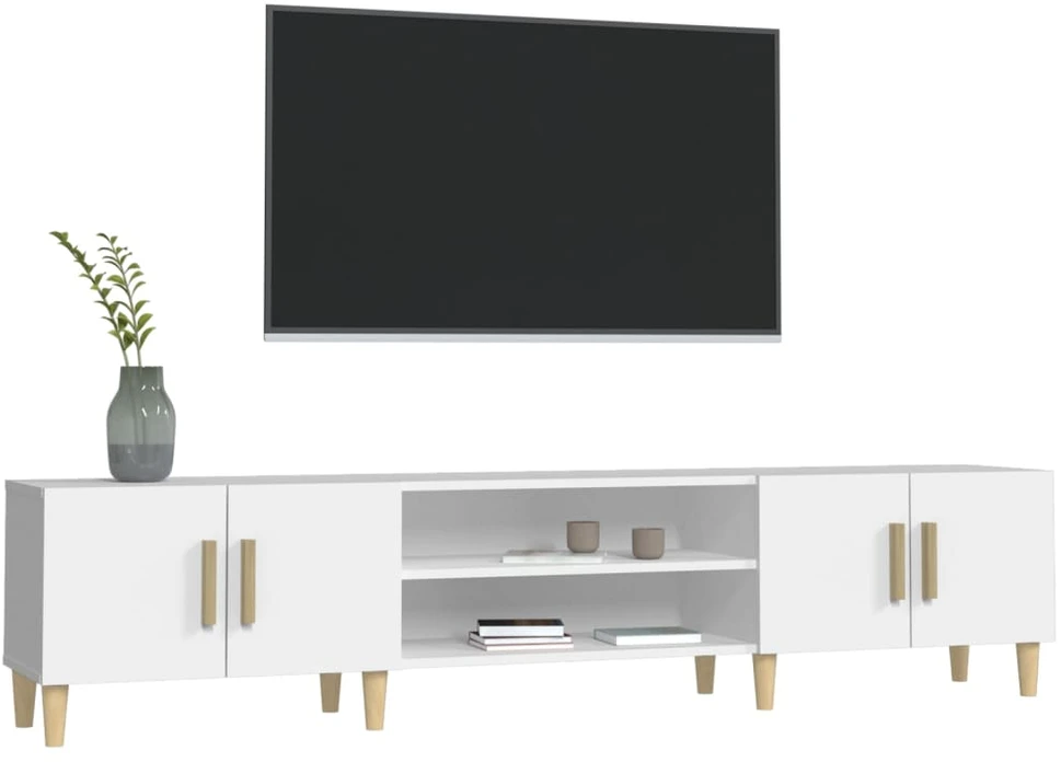 TV staliukas Televizoriaus spintelė, balta, 180x31,5x40cm, apdirbta mediena