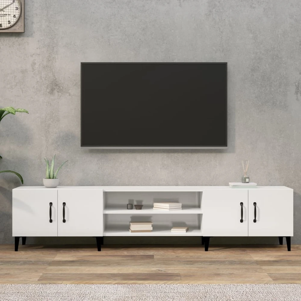 TV staliukas Televizoriaus spintelė, balta, 180x31,5x40cm, mediena, blizgi