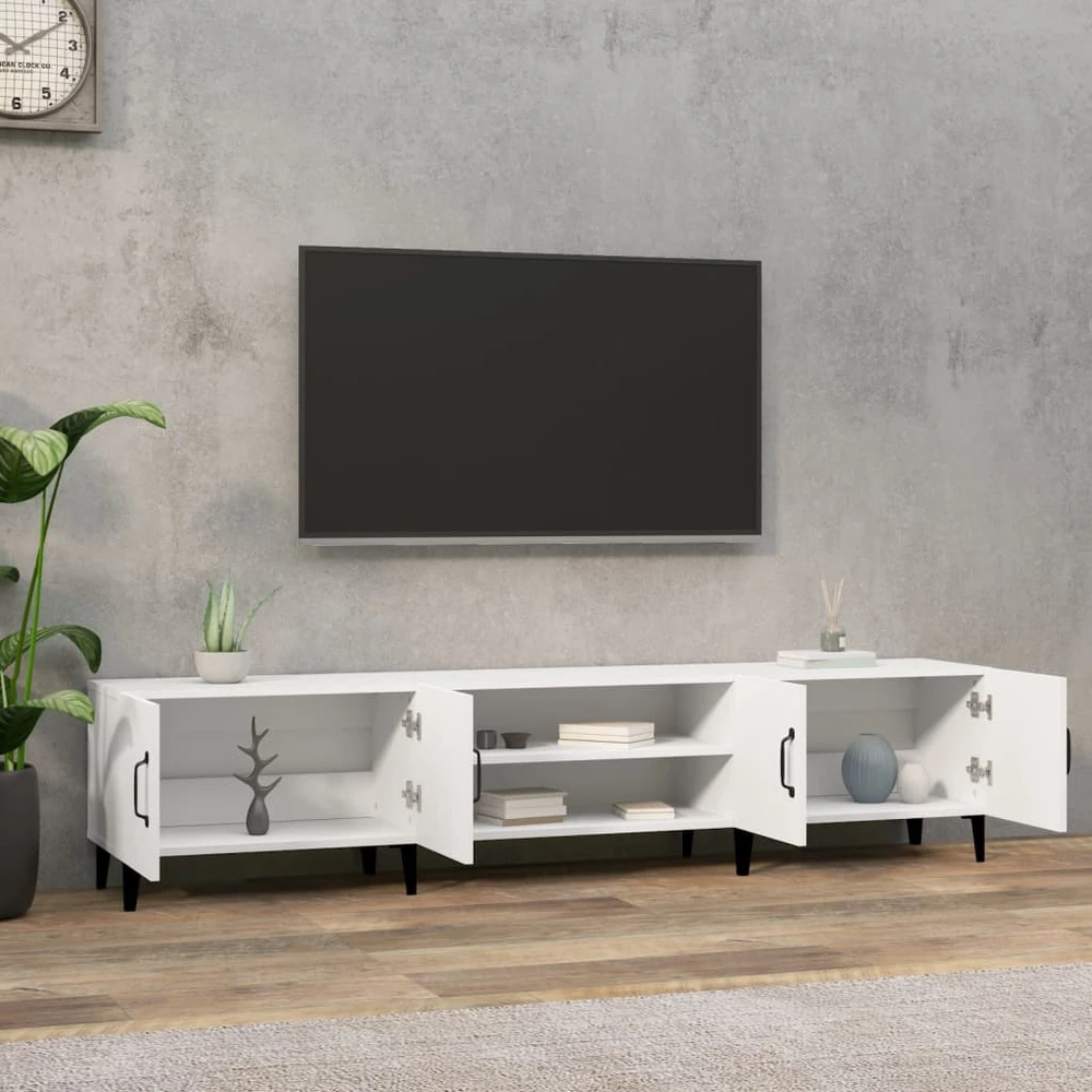 TV staliukas Televizoriaus spintelė, balta, 180x31,5x40cm, apdirbta mediena