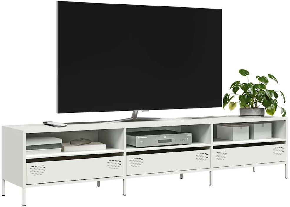 TV staliukas Televizoriaus spintelė, balta, 202x39x43,5cm, plienas