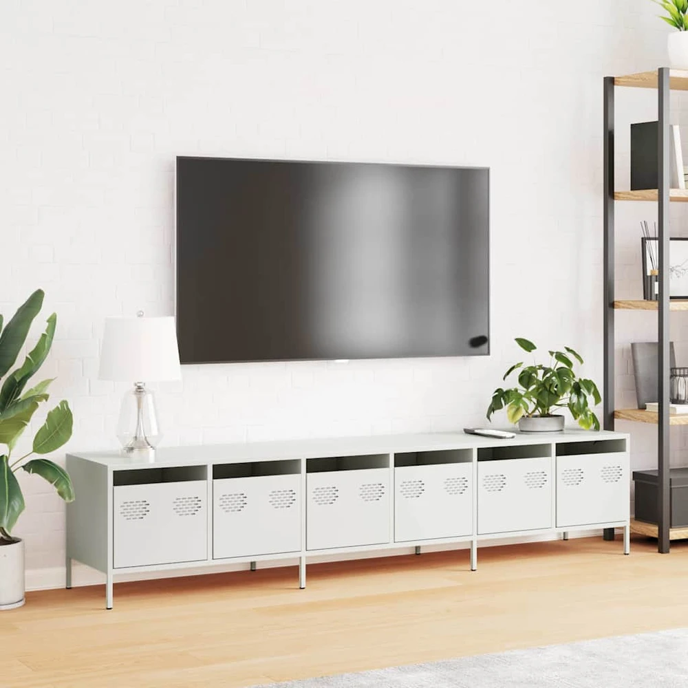 TV staliukas Televizoriaus spintelė, balta, 202x39x43,5cm, plienas