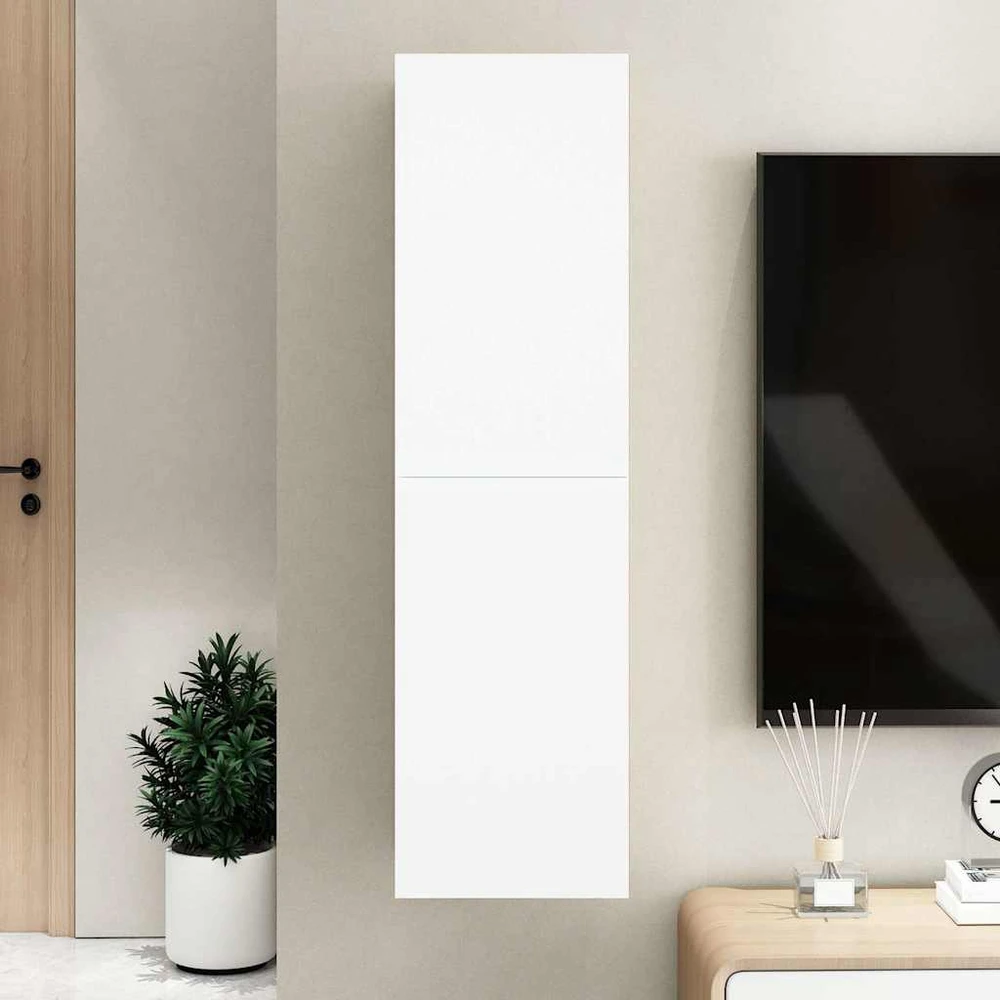 TV staliukas Televizoriaus spintelė, balta, 30,5x30x110cm, apdirbta mediena