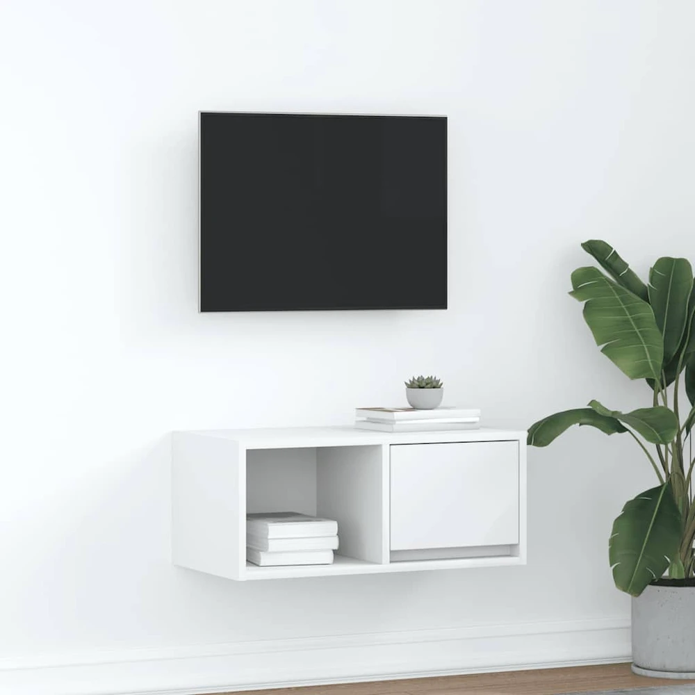 TV staliukas Televizoriaus spintelė, balta, 60x31x25,5 cm, apdirbta mediena