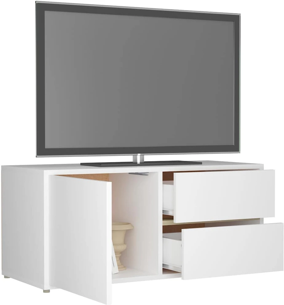 TV staliukas Televizoriaus spintelė, balta, 80x34x36cm, apdirbta mediena