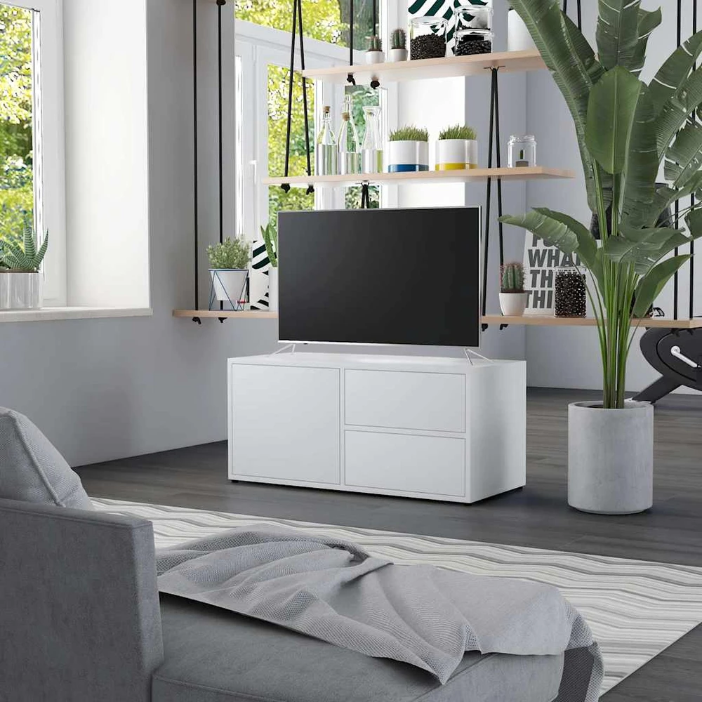 TV staliukas Televizoriaus spintelė, balta, 80x34x36cm, apdirbta mediena