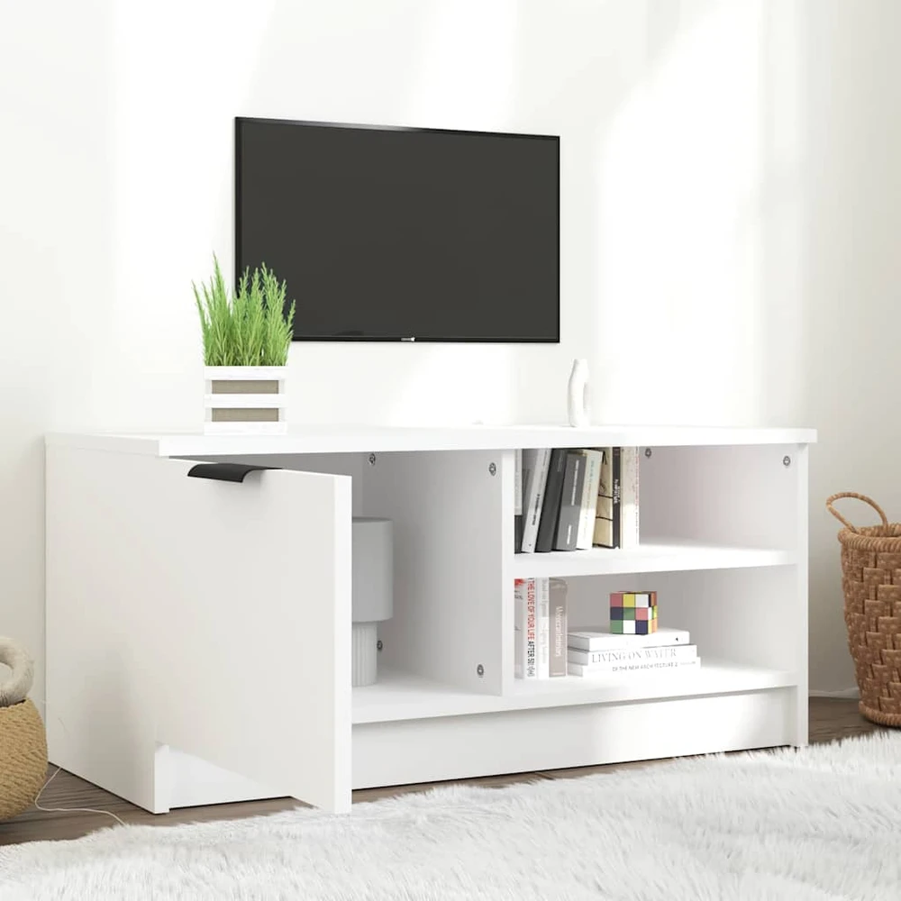 TV staliukas Televizoriaus spintelė, balta, 80x35x36,5cm, apdirbta mediena