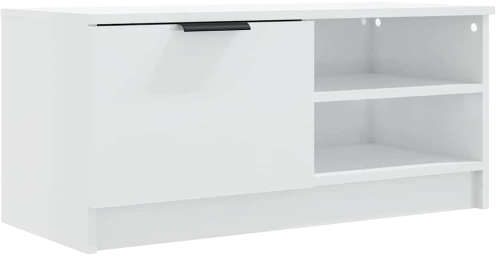 TV staliukas Televizoriaus spintelė, balta, 80x35x36,5cm, mediena, blizgi