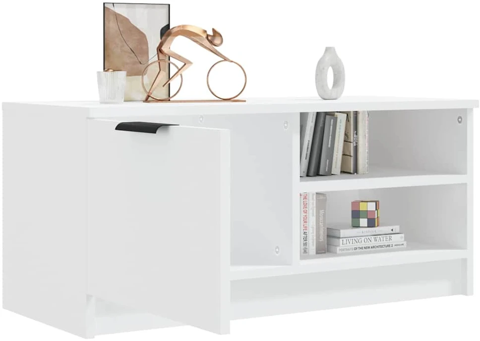 TV staliukas Televizoriaus spintelė, balta, 80x35x36,5cm, apdirbta mediena