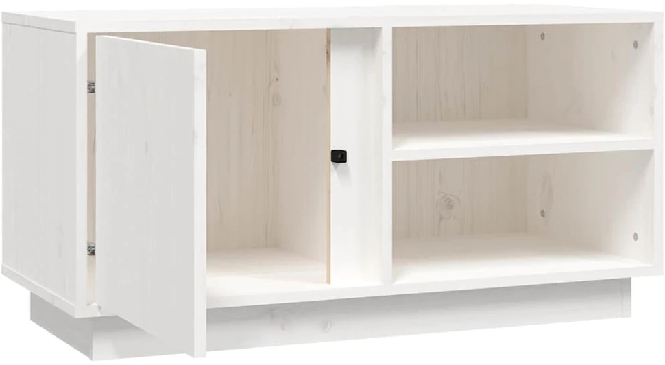 TV staliukas Televizoriaus spintelė, balta, 80x35x40,5cm, pušies masyvas