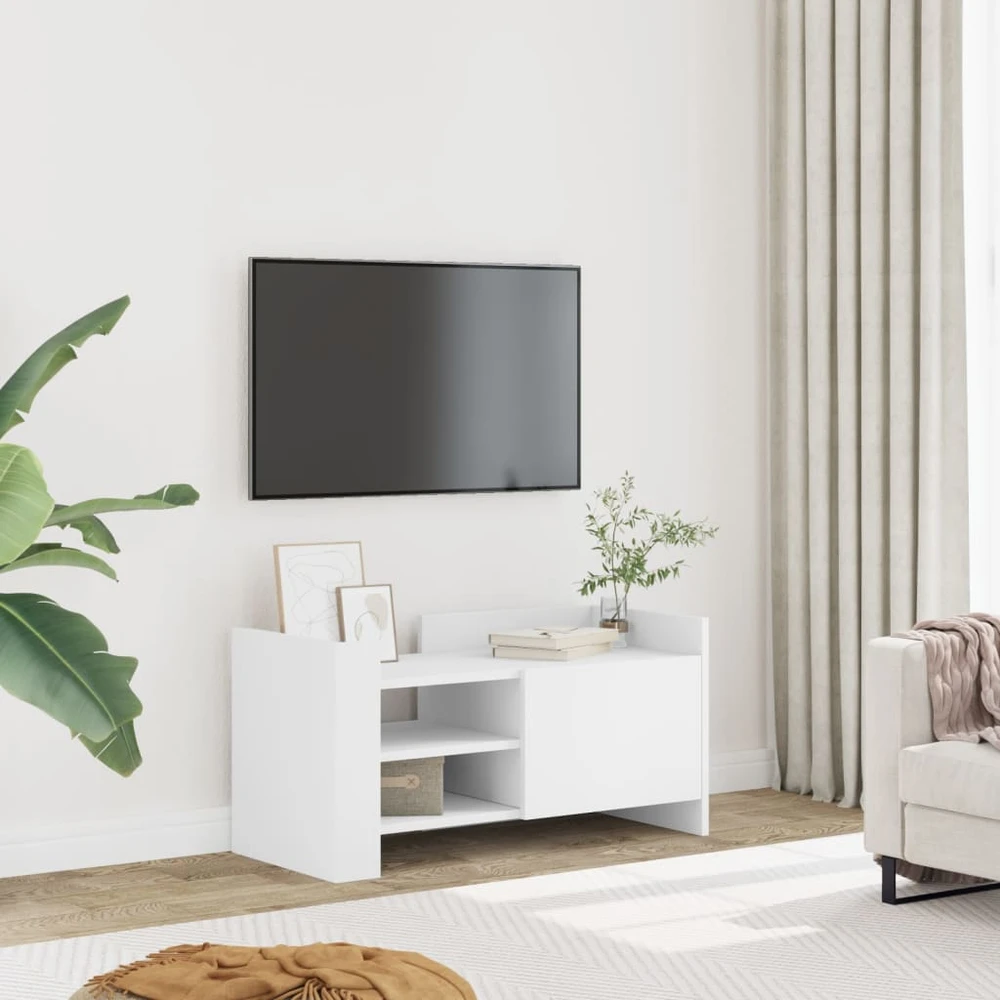 TV staliukas Televizoriaus spintelė, balta, 80x35x40cm, apdirbta mediena