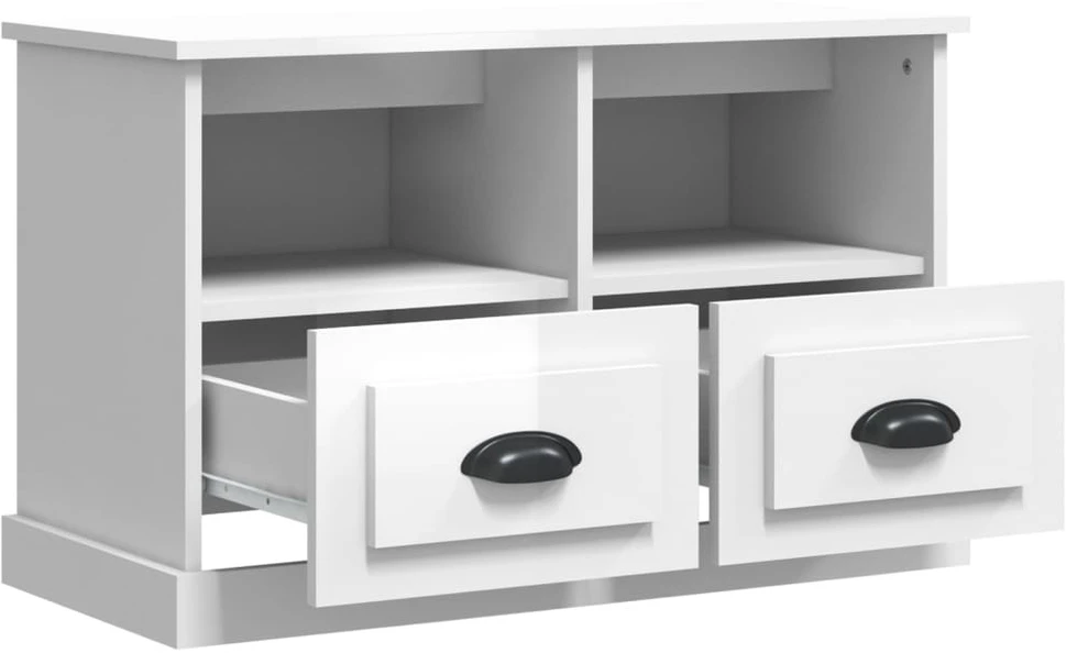 TV staliukas Televizoriaus spintelė, balta, 80x35x50cm, mediena, blizgi