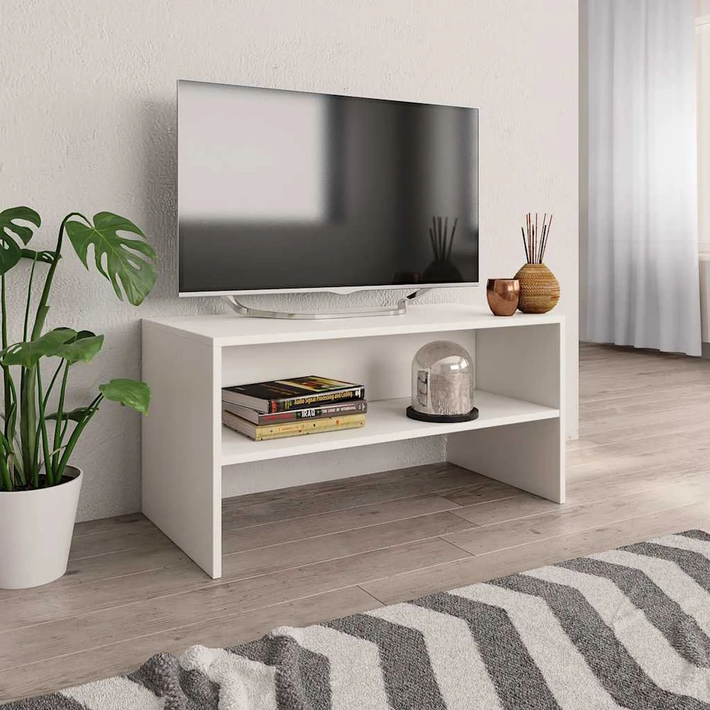 TV staliukas Televizoriaus spintelė, balta, 80x40x40cm, apdirbta mediena