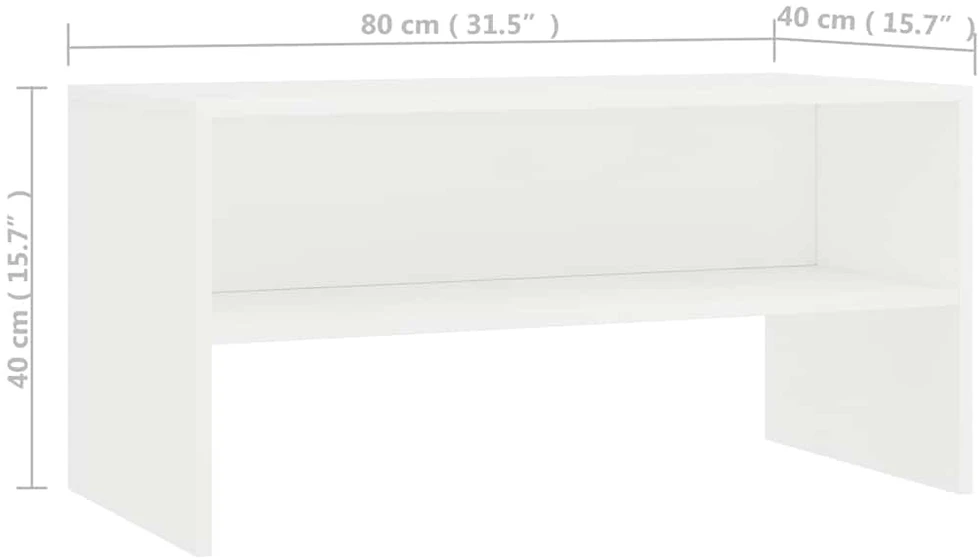 TV staliukas Televizoriaus spintelė, balta, 80x40x40cm, apdirbta mediena