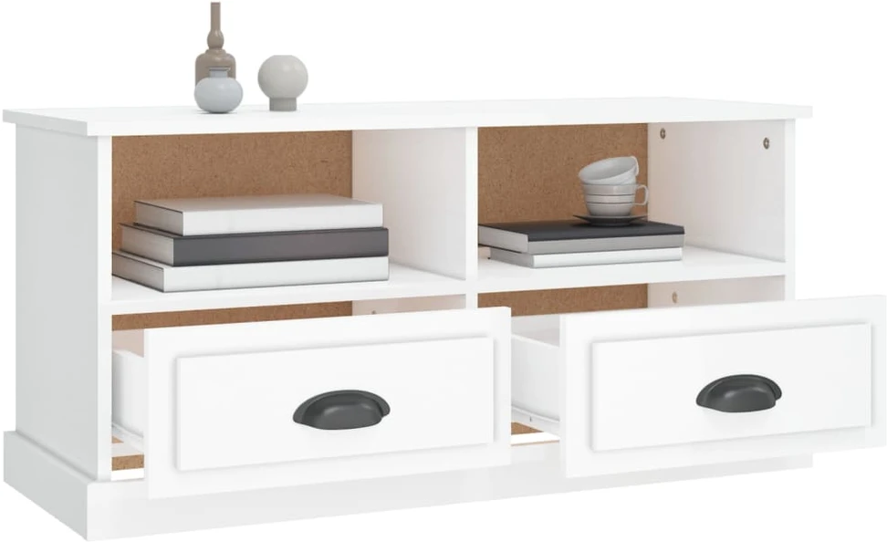 TV staliukas Televizoriaus spintelė, balta, 93x35,5x45cm, mediena, blizgi