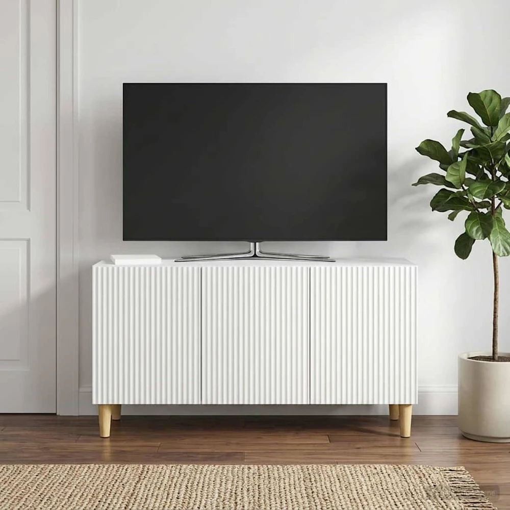TV staliukas Televizoriaus spintelė Balta 99 x 34,5 x 50 cm Apdirbta mediena