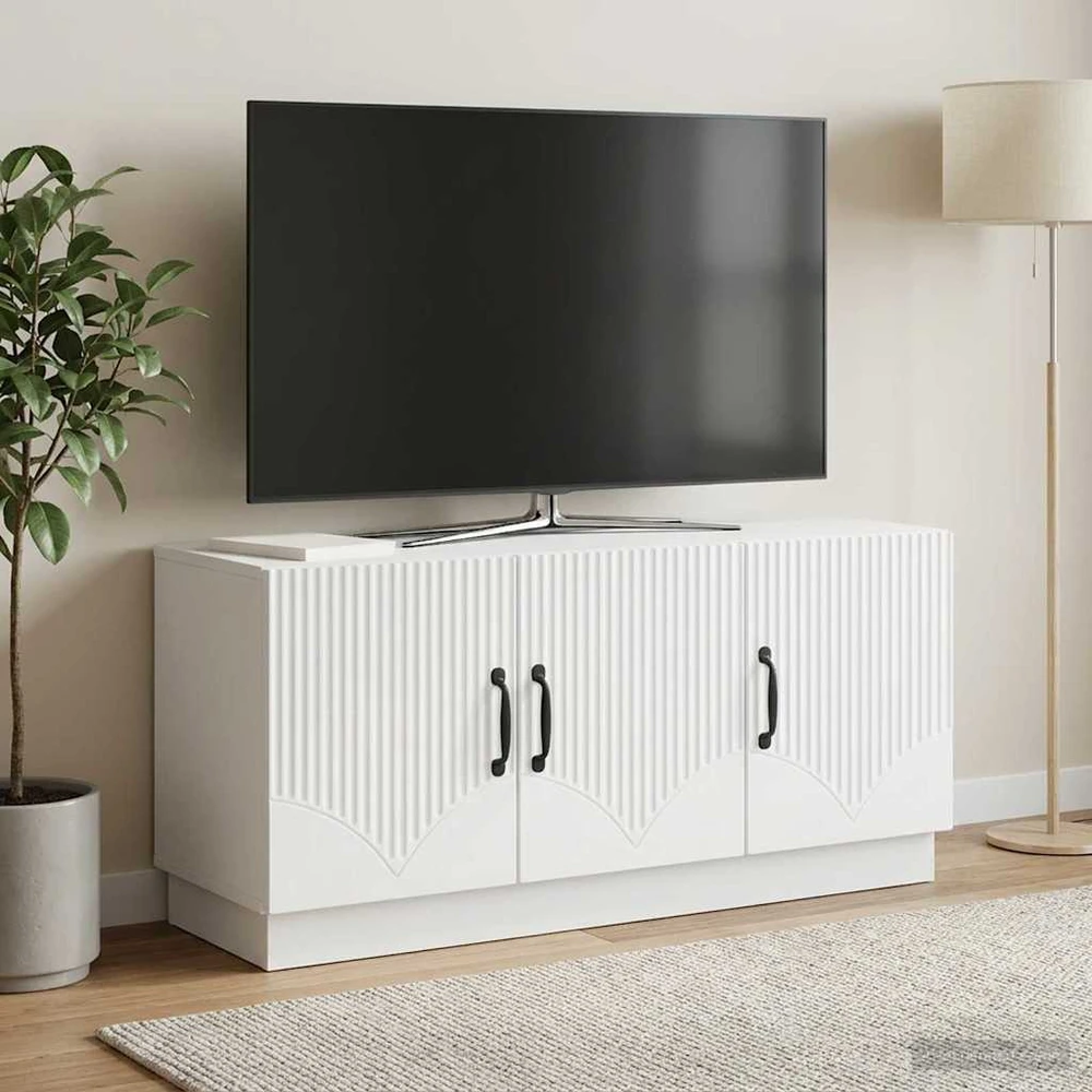 TV staliukas Televizoriaus spintelė Balta 99 x 34,5 x 47 cm Apdirbta mediena