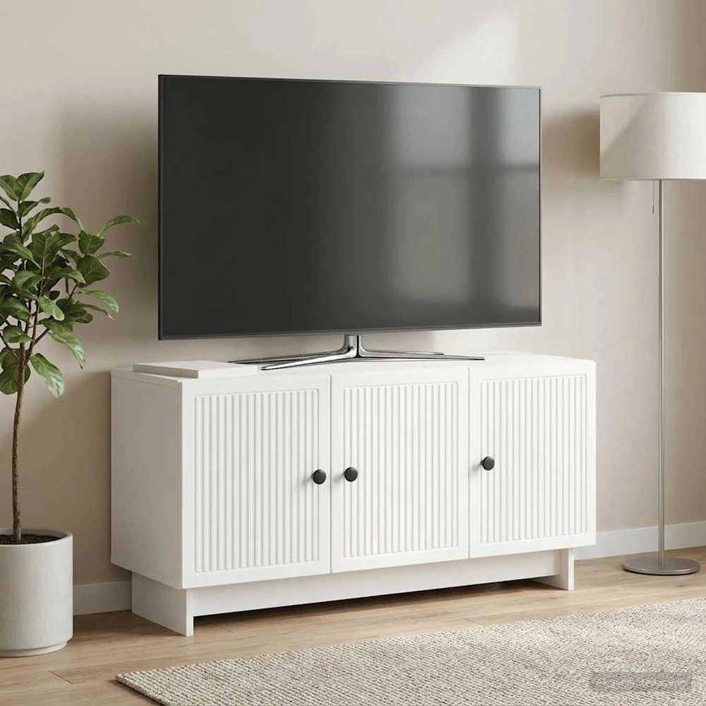TV staliukas Televizoriaus spintelė Balta 99 x 34,5 x 50 cm Apdirbta mediena