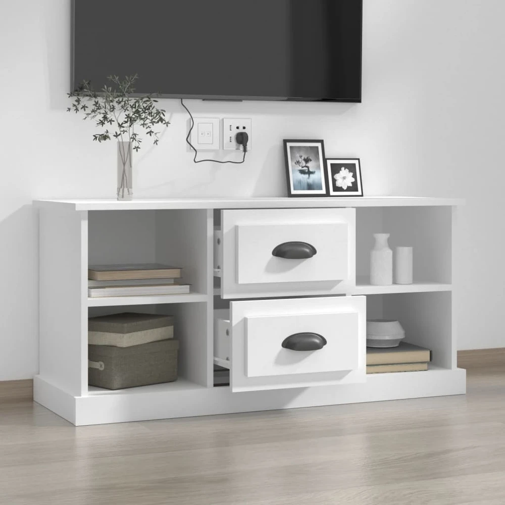 TV staliukas Televizoriaus spintelė, balta, 99,5x35,5x48cm, apdirbta mediena