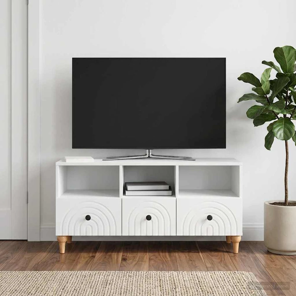 TV staliukas Televizoriaus spintelė Baltas 102 x 34,5 x 50 cm
