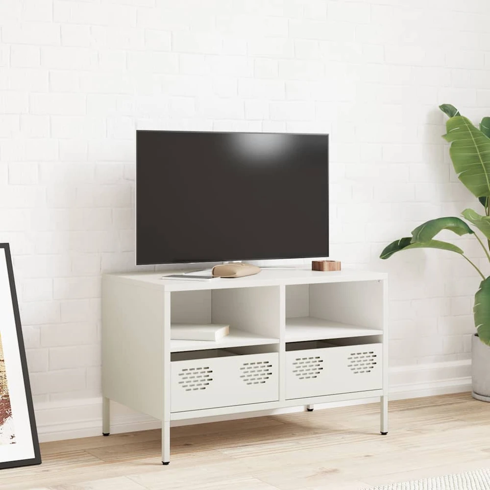 TV staliukas Televizoriaus spintelė, baltos, 68x39x43,5cm, plienas