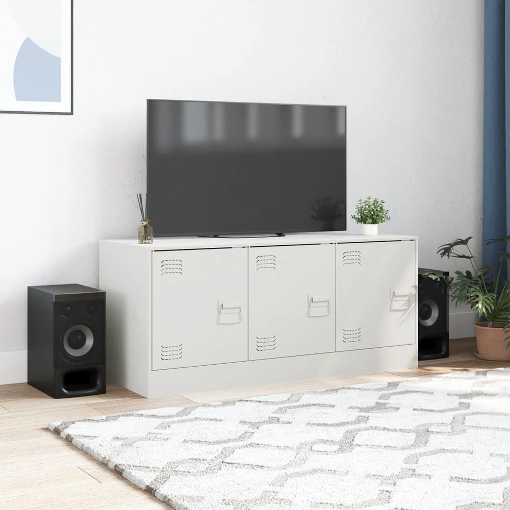 TV staliukas Televizoriaus spintelė, baltos spalvos, 99x39x44cm, plienas