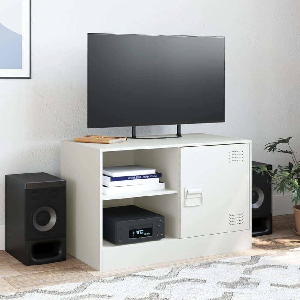 TV staliukas Televizoriaus spintelė, baltos spalvos, 67x39x44cm, plienas