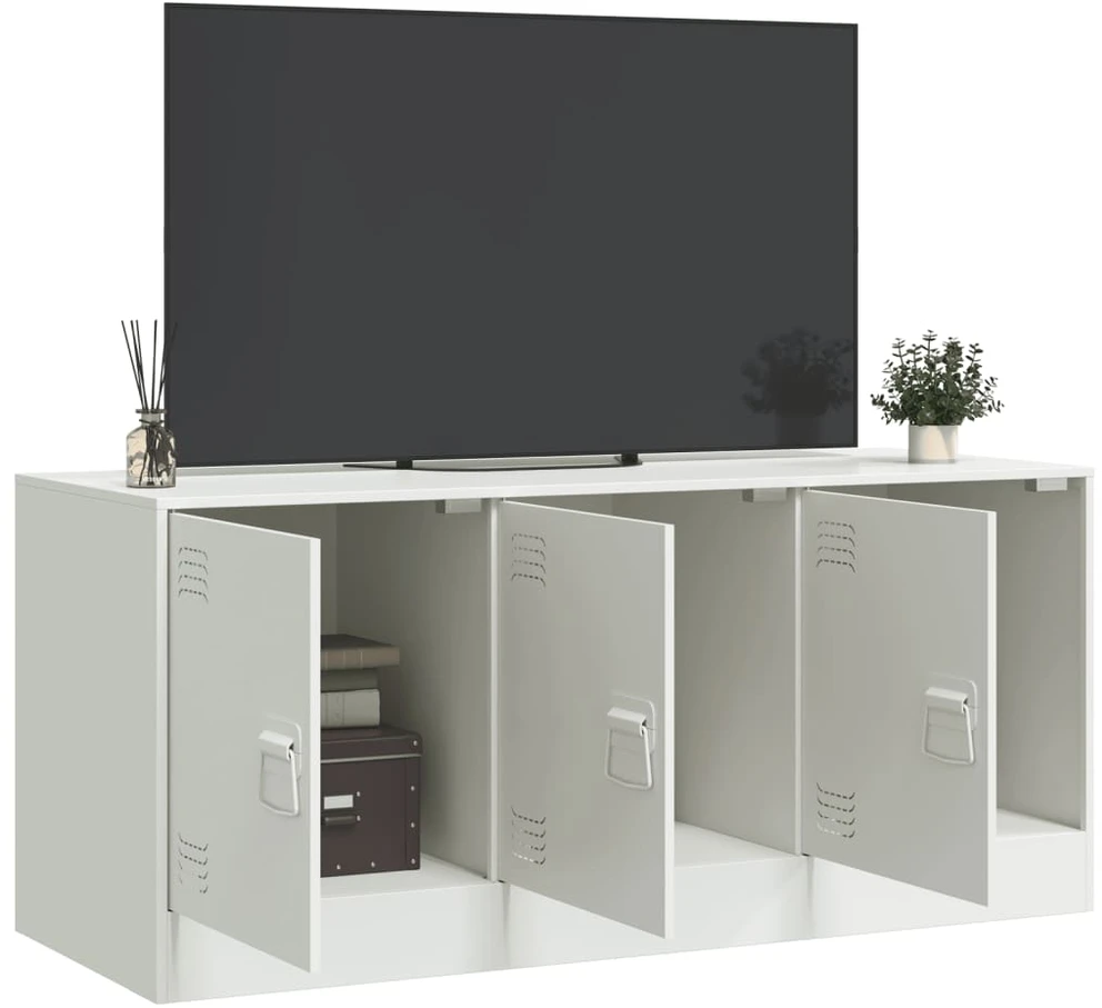 TV staliukas Televizoriaus spintelė, baltos spalvos, 99x39x44cm, plienas