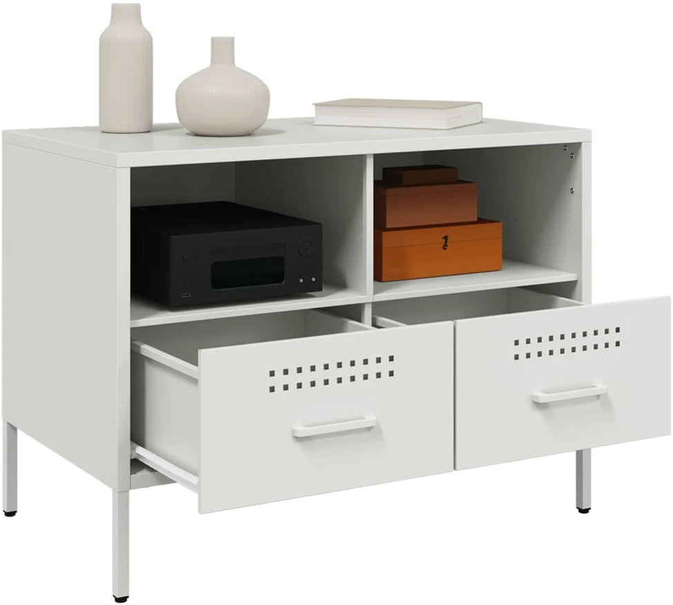 TV staliukas Televizoriaus spintelė, baltos spalvos, 68x39x50,5cm, plienas