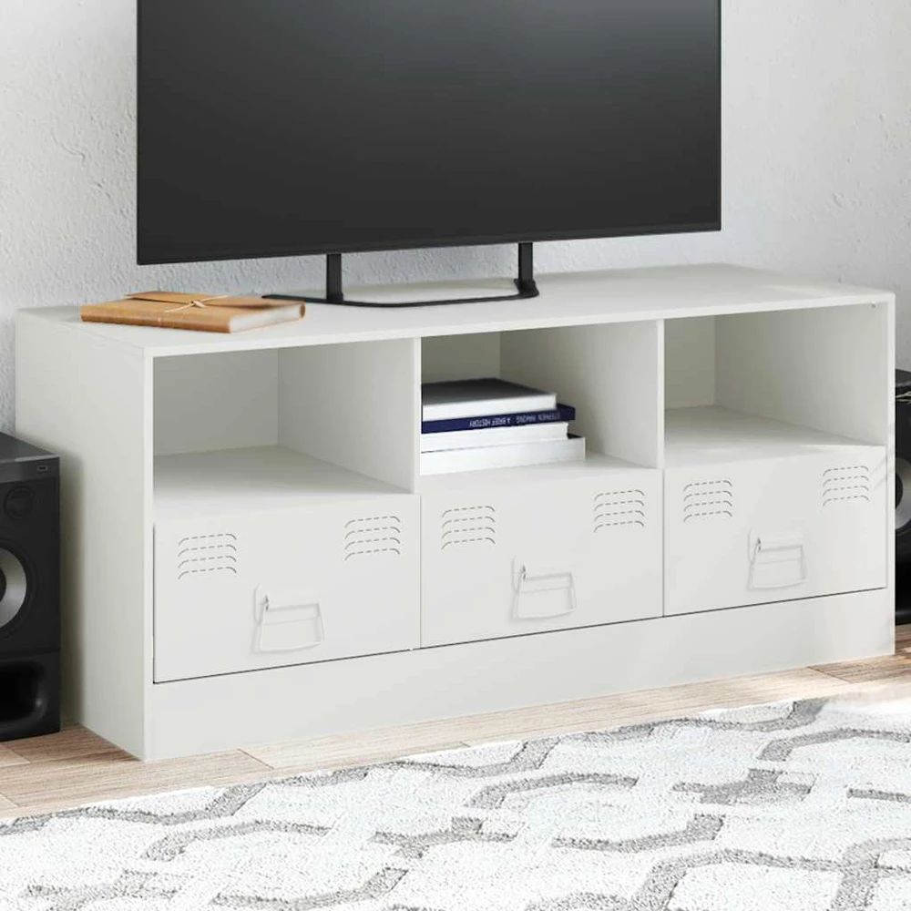 TV staliukas Televizoriaus spintelė, baltos spalvos, 99x39x44cm, plienas