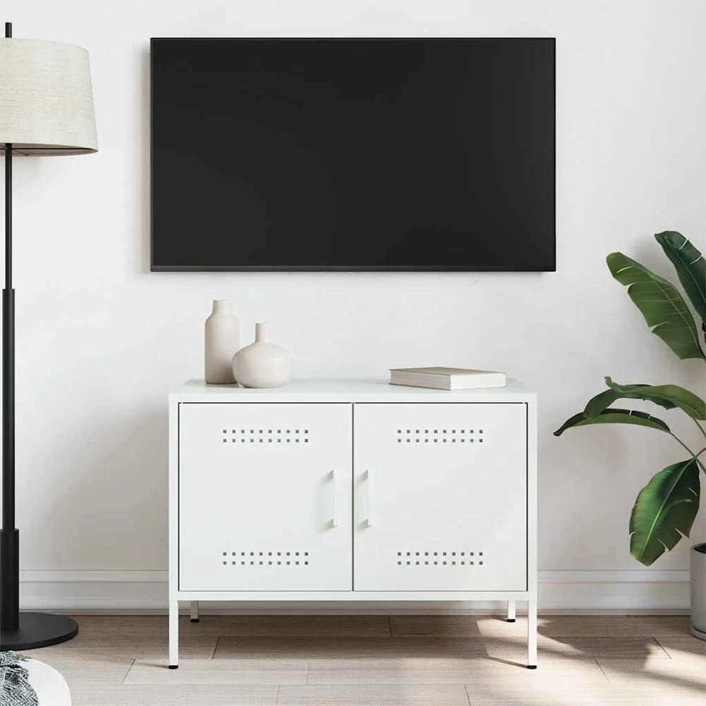 TV staliukas Televizoriaus spintelė, baltos spalvos, 68x39x50,5cm, plienas